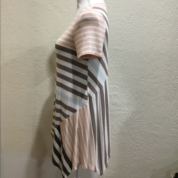 Anthropologie pink stripe asymmetrical hem line t shirt size small - Picture 3 of 5